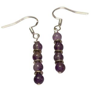 Women's Hand-Crafted sterling silver beaded earrings, purple